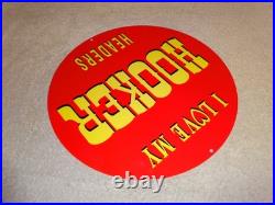 Vintage I Love My Hooker Headers 11 3/4 Porcelain Metal Car, Gasoline Oil Sign
