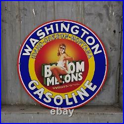 Vintage Idaho Orange Gasoline -porcelain Service Station Auto Pump Plate Sign