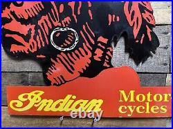 Vintage Indian Motorcycle Co. Porcelain Sign American Gas Automobile Oil Cycle