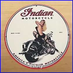 Vintage Indian Motorcycle Porcelain Sign Auto Bike Service Station Pump Plate Ad