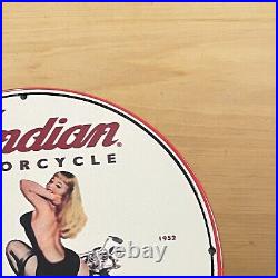 Vintage Indian Motorcycle Porcelain Sign Auto Bike Service Station Pump Plate Ad