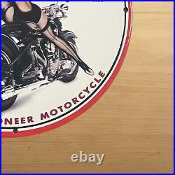 Vintage Indian Motorcycle Porcelain Sign Auto Bike Service Station Pump Plate Ad