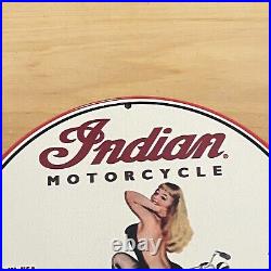 Vintage Indian Motorcycle Porcelain Sign Auto Bike Service Station Pump Plate Ad