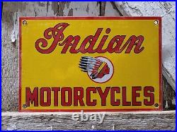 Vintage Indian Motorcycle Porcelain Sign Dealer Service Sales Auto Advertising