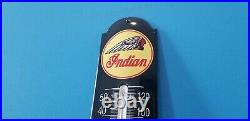 Vintage Indian Motorcycles Porcelain Gas Auto Bike Ad Sign On Thermometer
