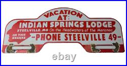 Vintage Indian Spring Lodge License Plate Topper Sign Ad on Automobile Topper