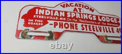 Vintage Indian Spring Lodge License Plate Topper Sign Ad on Automobile Topper