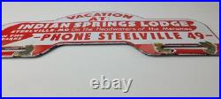 Vintage Indian Spring Lodge License Plate Topper Sign Ad on Automobile Topper Vintage Indian Spring Lodge License Plate Topper Sign Ad on Automobile Topper