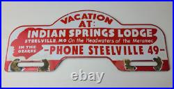 Vintage Indian Spring Lodge License Plate Topper Sign Ad on Automobile Topper