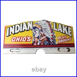 Vintage Indian lake License Plate Topper Ohio Sign Ad on Automobile Topper
