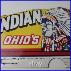 Vintage Indian lake License Plate Topper Ohio Sign Ad on Automobile Topper