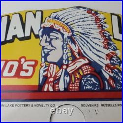 Vintage Indian lake License Plate Topper Ohio Sign Ad on Automobile Topper