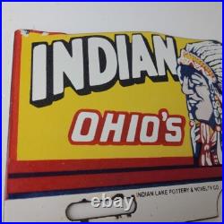 Vintage Indian lake License Plate Topper Ohio Sign Ad on Automobile Topper