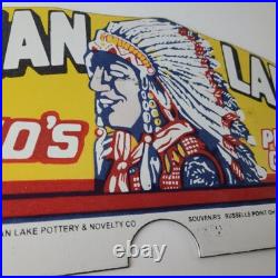 Vintage Indian lake License Plate Topper Ohio Sign Ad on Automobile Topper