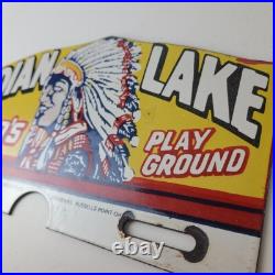 Vintage Indian lake License Plate Topper Ohio Sign Ad on Automobile Topper
