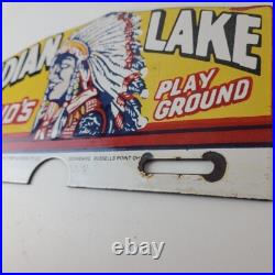 Vintage Indian lake License Plate Topper Ohio Sign Ad on Automobile Topper