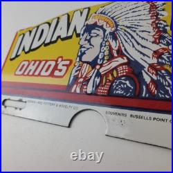 Vintage Indian lake License Plate Topper Ohio Sign Ad on Automobile Topper