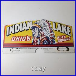 Vintage Indian lake License Plate Topper Ohio Sign Ad on Automobile Topper