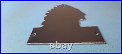 Vintage Iroquois Auto Insurance Sign Indian Head Dress Gas Pump Porcelain Sign