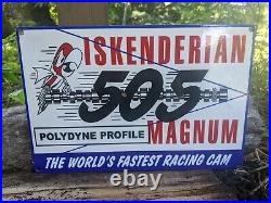 Vintage Iskenderian 505 Magnum Auto Parts Porcelain Metal Station Sign 12x 8