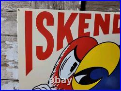 Vintage Iskenderian Porcelain Sign 30 Old Poly Dyne Car Auto Parts Profile Cams