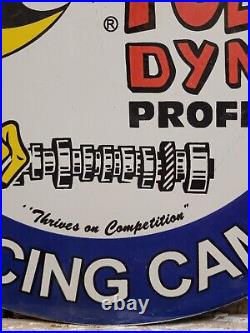 Vintage Iskenderian Porcelain Sign Poly Dyne Racing Cams Gas Auto Parts Car Oil