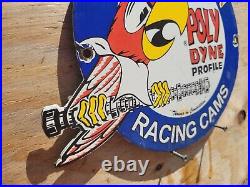 Vintage Iskenderian Porcelain Sign Poly Dyne Racing Cams Gas Auto Parts Car Oil