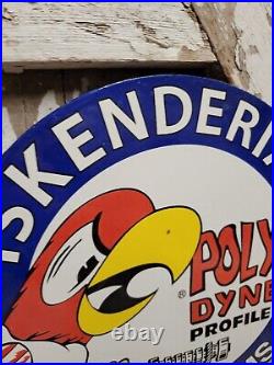 Vintage Iskenderian Porcelain Sign Poly Dyne Racing Cams Gas Auto Parts Car Oil