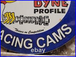 Vintage Iskenderian Porcelain Sign Poly Dyne Racing Cams Gas Auto Parts Car Oil