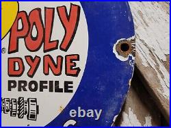 Vintage Iskenderian Porcelain Sign Poly Dyne Racing Cams Gas Auto Parts Car Oil