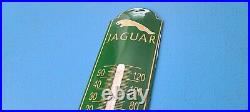 Vintage Jaguar Porcelain Auto Gas Luxury Car Ad Sign Service On Thermometer