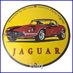 Vintage Jaguar Sign Luxury Automobile Motors Gas Pump Porcelain Sign