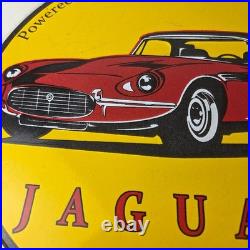 Vintage Jaguar Sign Luxury Automobile Motors Gas Pump Porcelain Sign
