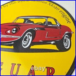 Vintage Jaguar Sign Luxury Automobile Motors Gas Pump Porcelain Sign