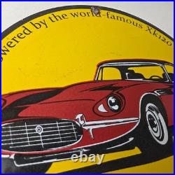 Vintage Jaguar Sign Luxury Automobile Motors Gas Pump Porcelain Sign
