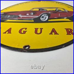Vintage Jaguar Sign Luxury Automobile Motors Gas Pump Porcelain Sign