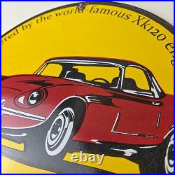 Vintage Jaguar Sign Luxury Automobile Motors Gas Pump Porcelain Sign