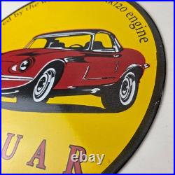 Vintage Jaguar Sign Luxury Automobile Motors Gas Pump Porcelain Sign