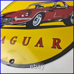 Vintage Jaguar Sign Luxury Automobile Motors Gas Pump Porcelain Sign