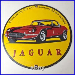 Vintage Jaguar Sign Luxury Automobile Motors Gas Pump Porcelain Sign