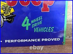 Vintage Jeep 4 Wheel Drive Porcelain Metal Advertising Sign 12 X 8