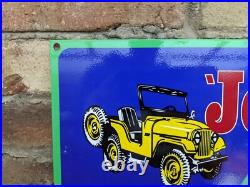 Vintage Jeep 4 Wheel Drive Veicles Porcelain Metal Advertising Sign