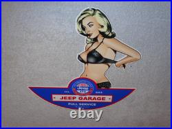 Vintage Jeep Full Service Garage Woman 12 Metal Car Truck Suv Gasoline Oil Sign