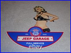 Vintage Jeep Full Service Garage Woman 12 Metal Car Truck Suv Gasoline Oil Sign