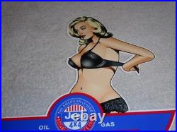 Vintage Jeep Full Service Garage Woman 12 Metal Car Truck Suv Gasoline Oil Sign