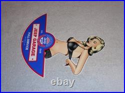 Vintage Jeep Full Service Garage Woman 12 Metal Car Truck Suv Gasoline Oil Sign