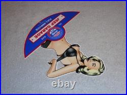 Vintage Jeep Full Service Garage Woman 12 Metal Car Truck Suv Gasoline Oil Sign
