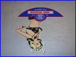 Vintage Jeep Full Service Garage Woman 12 Metal Car Truck Suv Gasoline Oil Sign