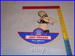 Vintage Jeep Full Service Garage Woman 12 Metal Car Truck Suv Gasoline Oil Sign