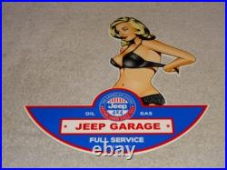 Vintage Jeep Full Service Garage Woman Metal Enamel Car Gasoline Oil Willys Sign Vintage Jeep Full Service Garage Woman Metal Enamel Car Gasoline Oil Willys Sign